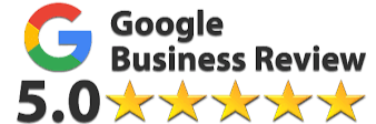 Google Business Review badge displaying a 5-star rating with 5.0 stars