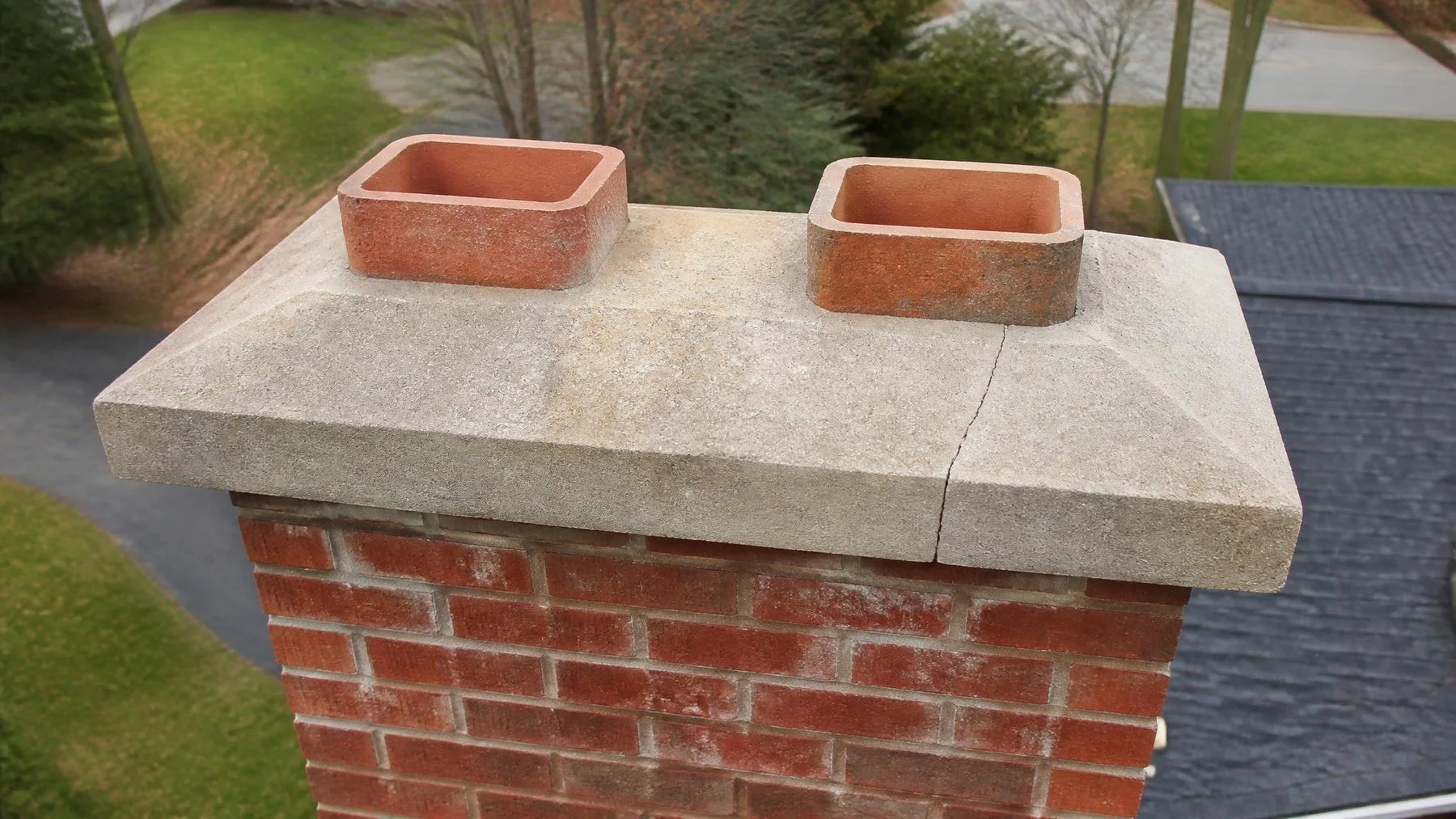 chimney crown repair assessment on brick masonry