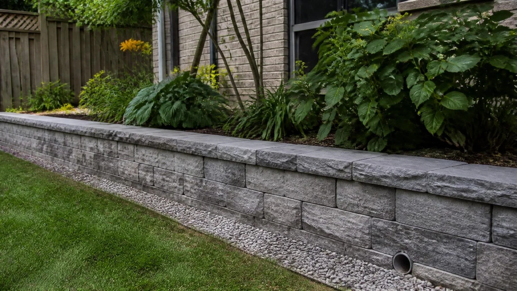 retaining wall drainage outlet and masonry condition inspection