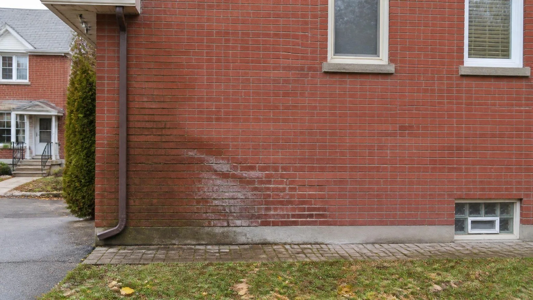 Masonry inspection of exterior brick before painting for moisture and repair needs