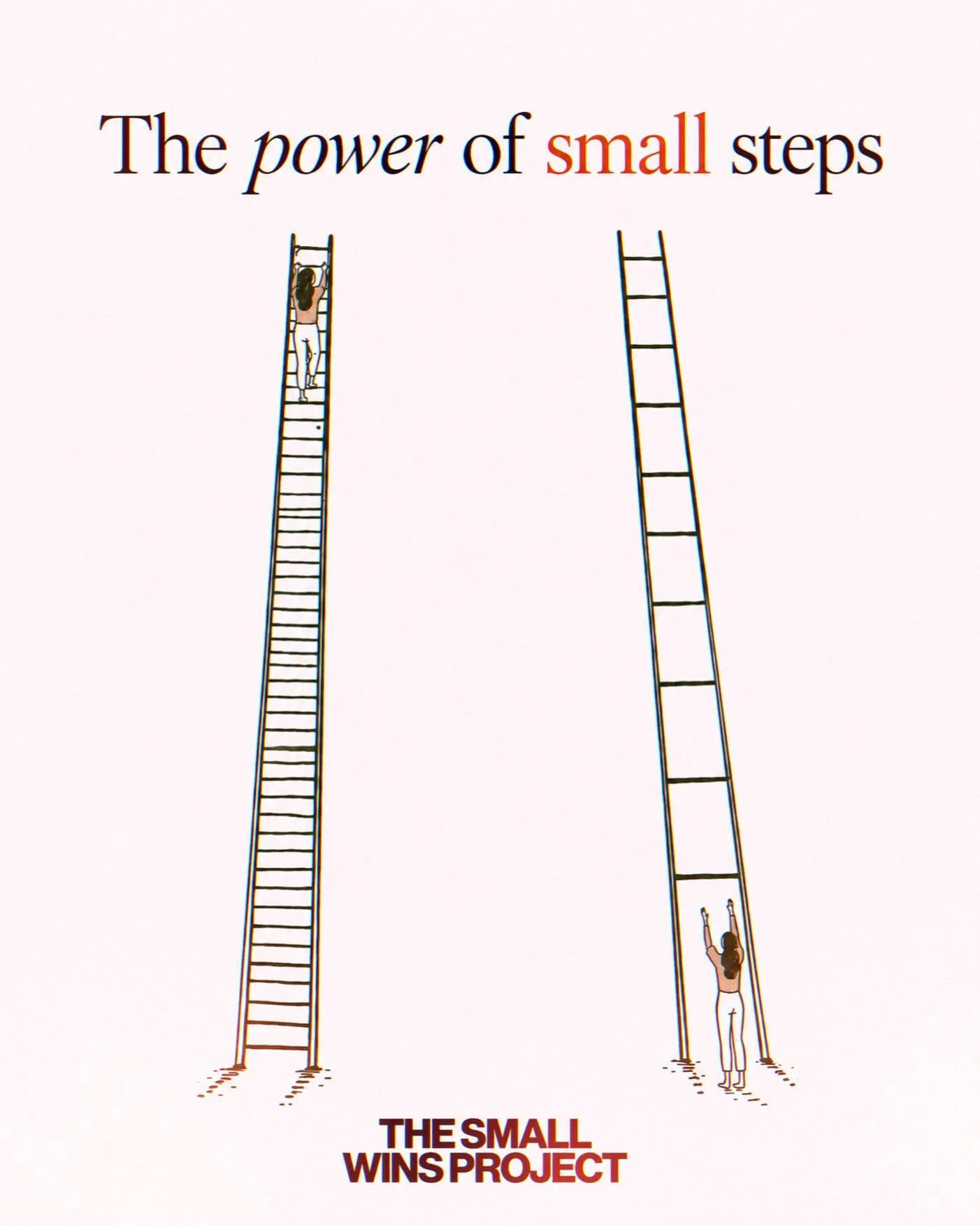The ladder on the left and the ladder on the right lead to the same place.

One is built from hundreds of small steps.
The other is built from only a few giant leaps.

Most of us spend our lives waiting for the perfect moment, the big breakthrough, o