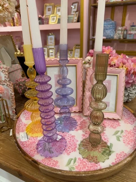 Two's Company Hand-Blown Glass Taper Candle holders