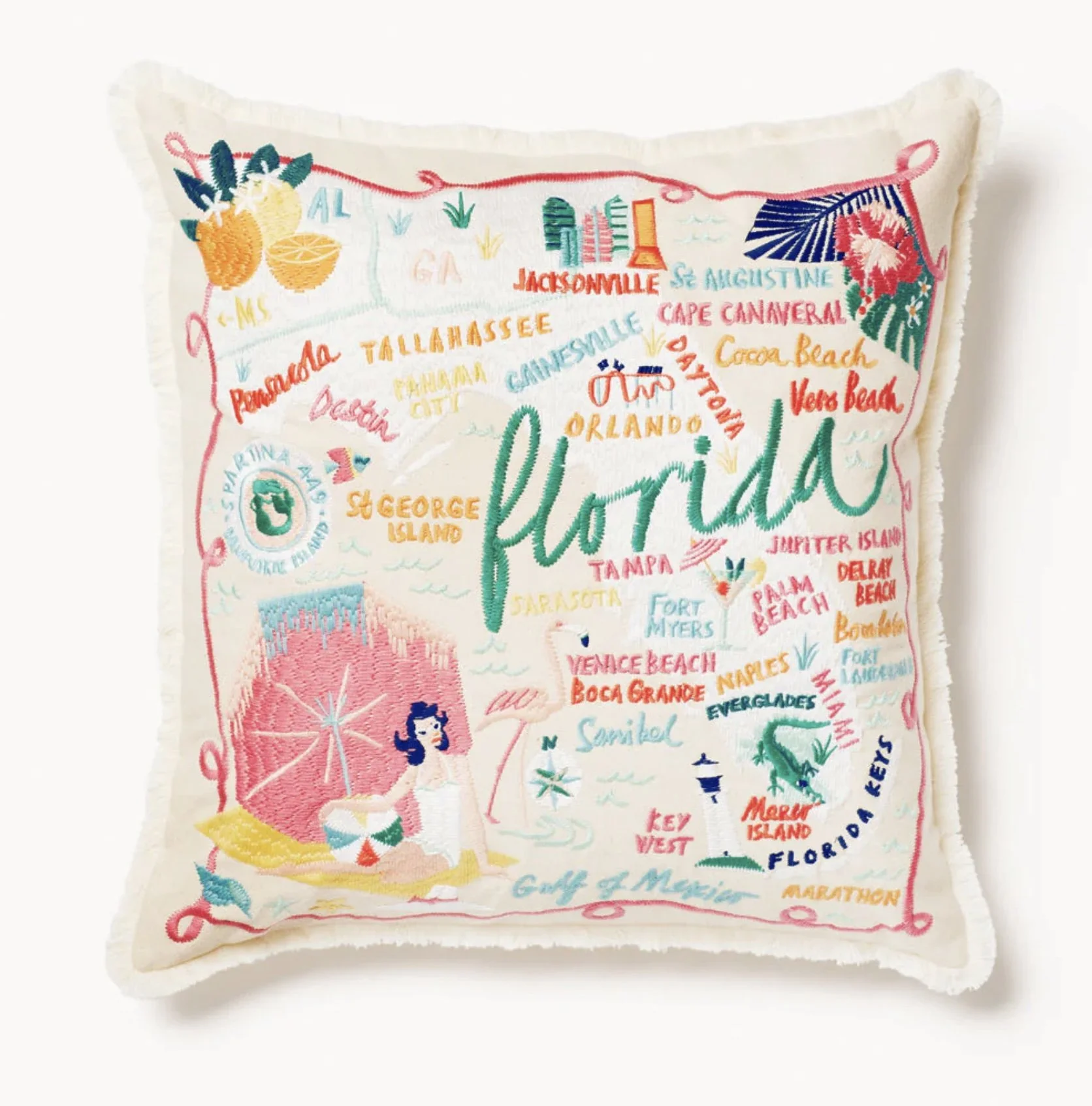 Spartina 449 Embroidered Pillow Florida