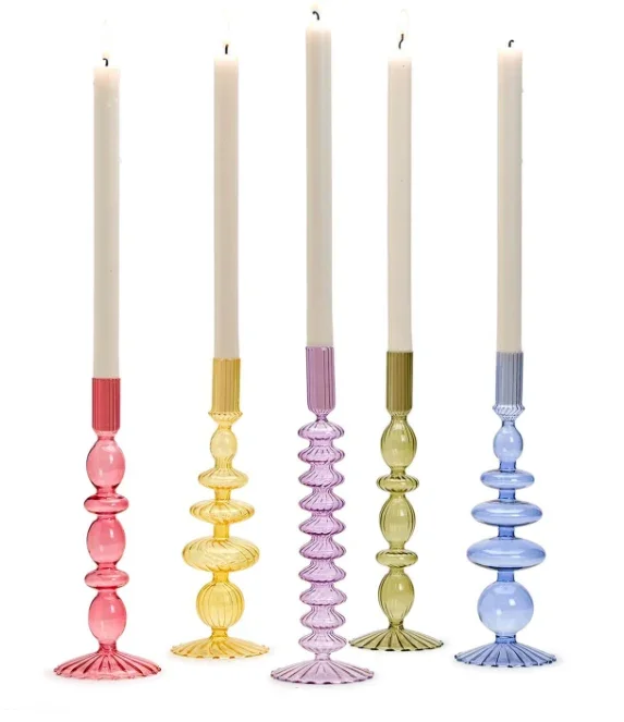 Two's Company Hand-Blown Glass Taper Candle holder