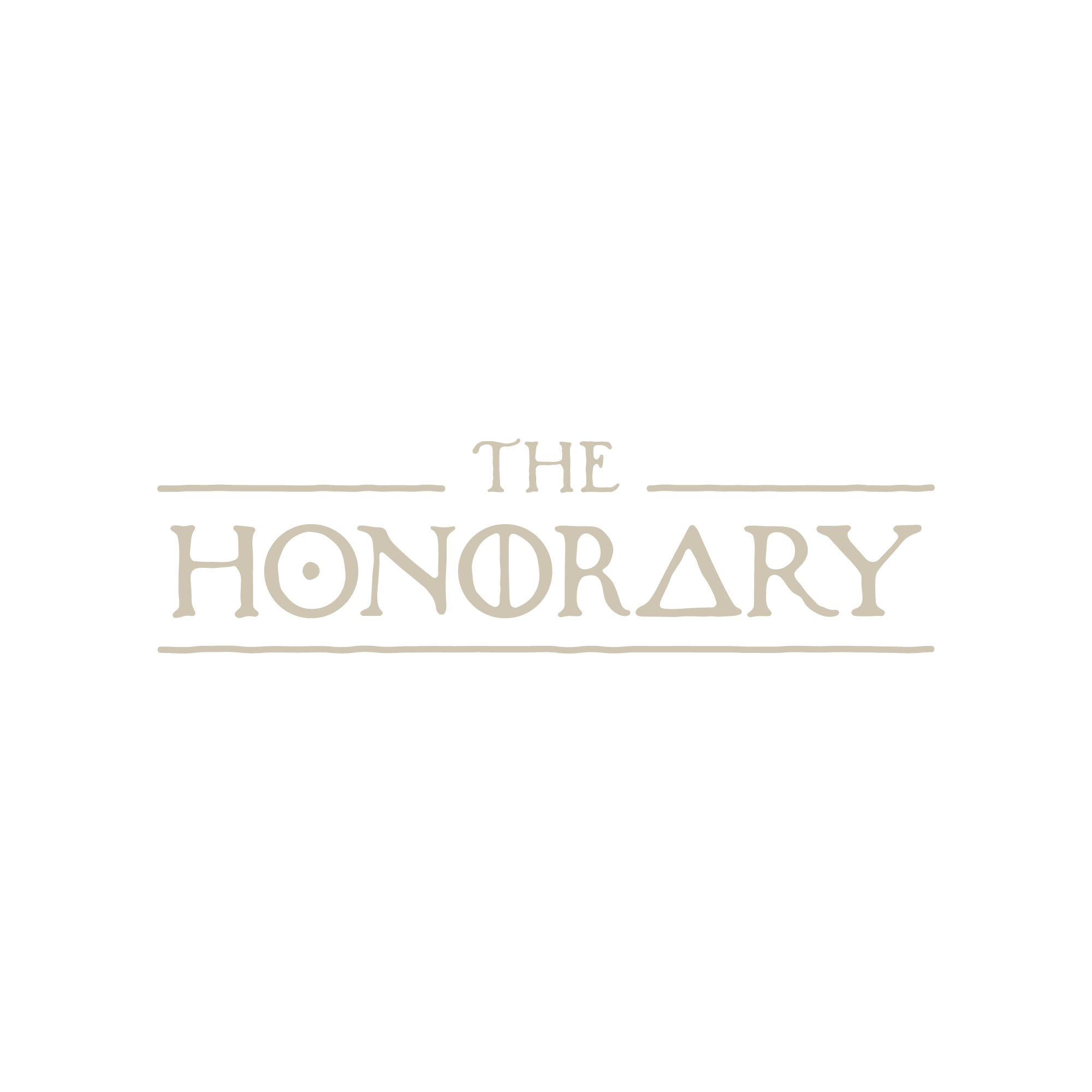 Text reading 'The Honorary' in a stylish vintage font, displayed on a black background.