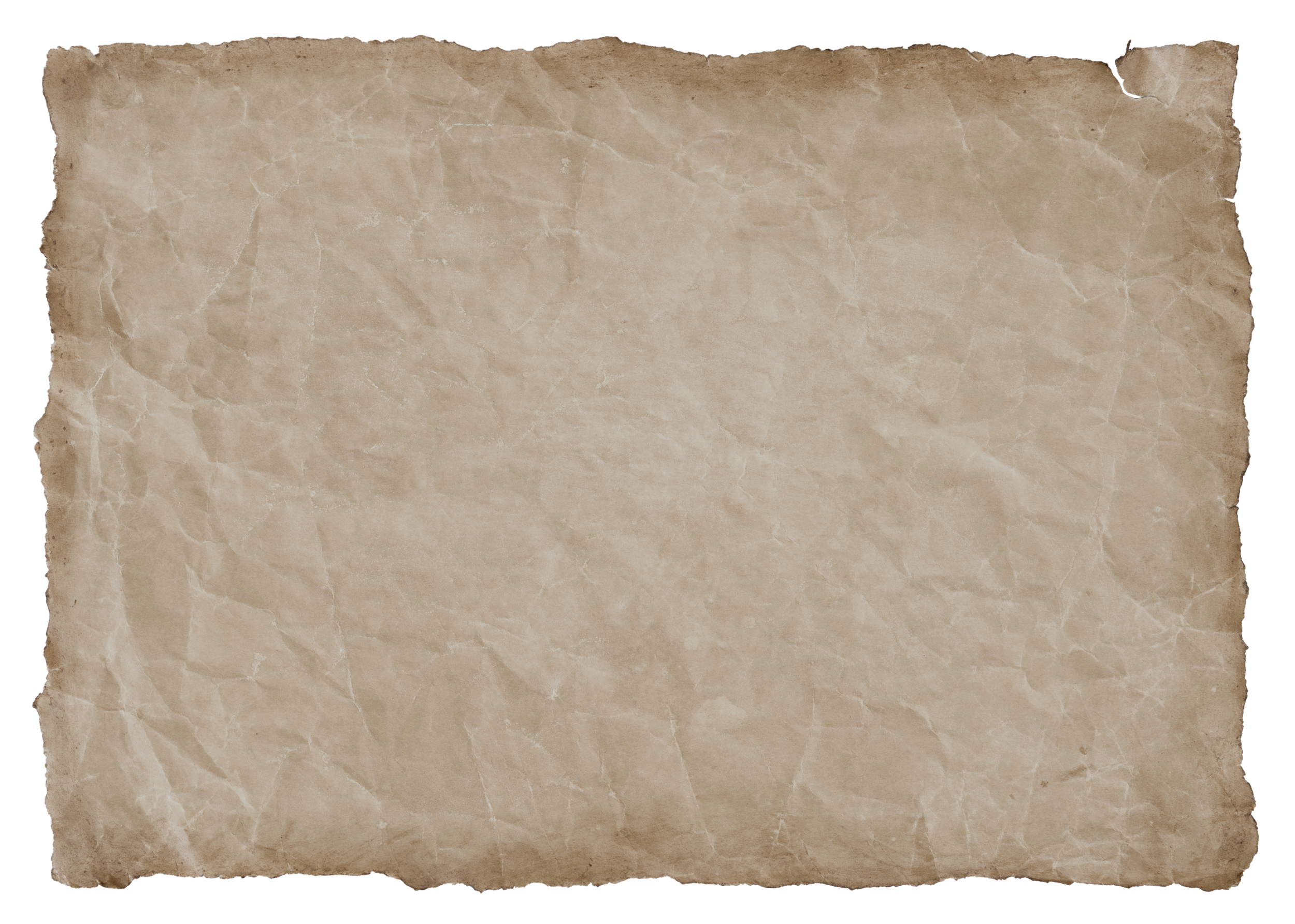 An old, torn, and weathered sheet of parchment paper with creases and uneven edges.