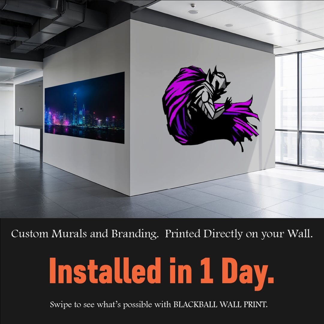 Blackball Wallprint transforms commercial spaces with custom murals, logos, and photography, printed directly on your walls. Any surface. Any design. Installed in a single day.

Our Commerical-Grade Printer puts photo-quality images on walls, glass, 