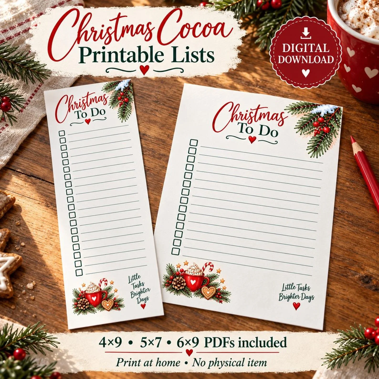 Christmas Cocoa To-Do Lists — Digital download