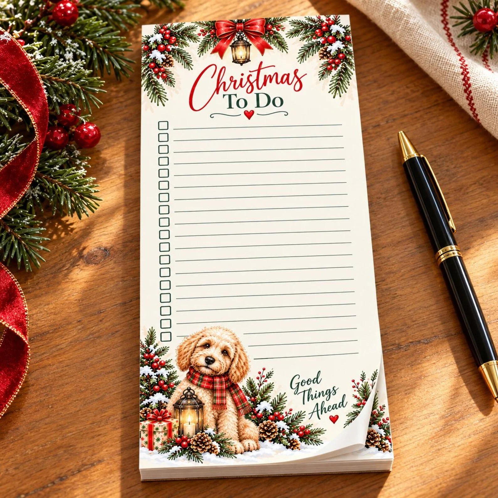 Christmas Dog To-Do Notepad — Physical