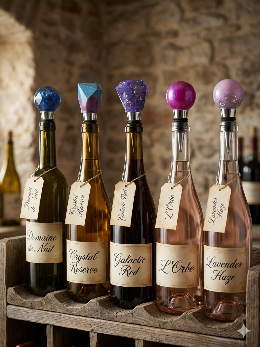 Wine Bottle Stoppers in Shades of Blue and Purple