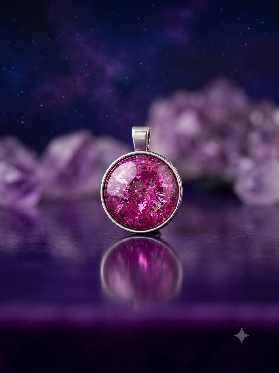 Vibrant Magenta & Silver Pendant