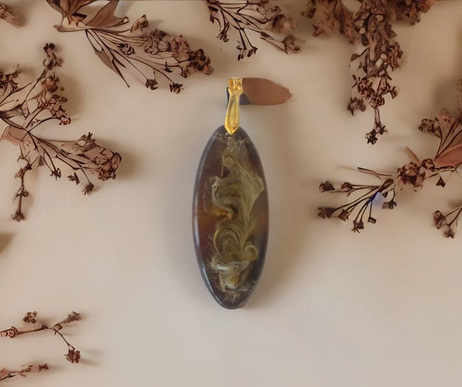 Espresso Swirl Design Oval Pendant