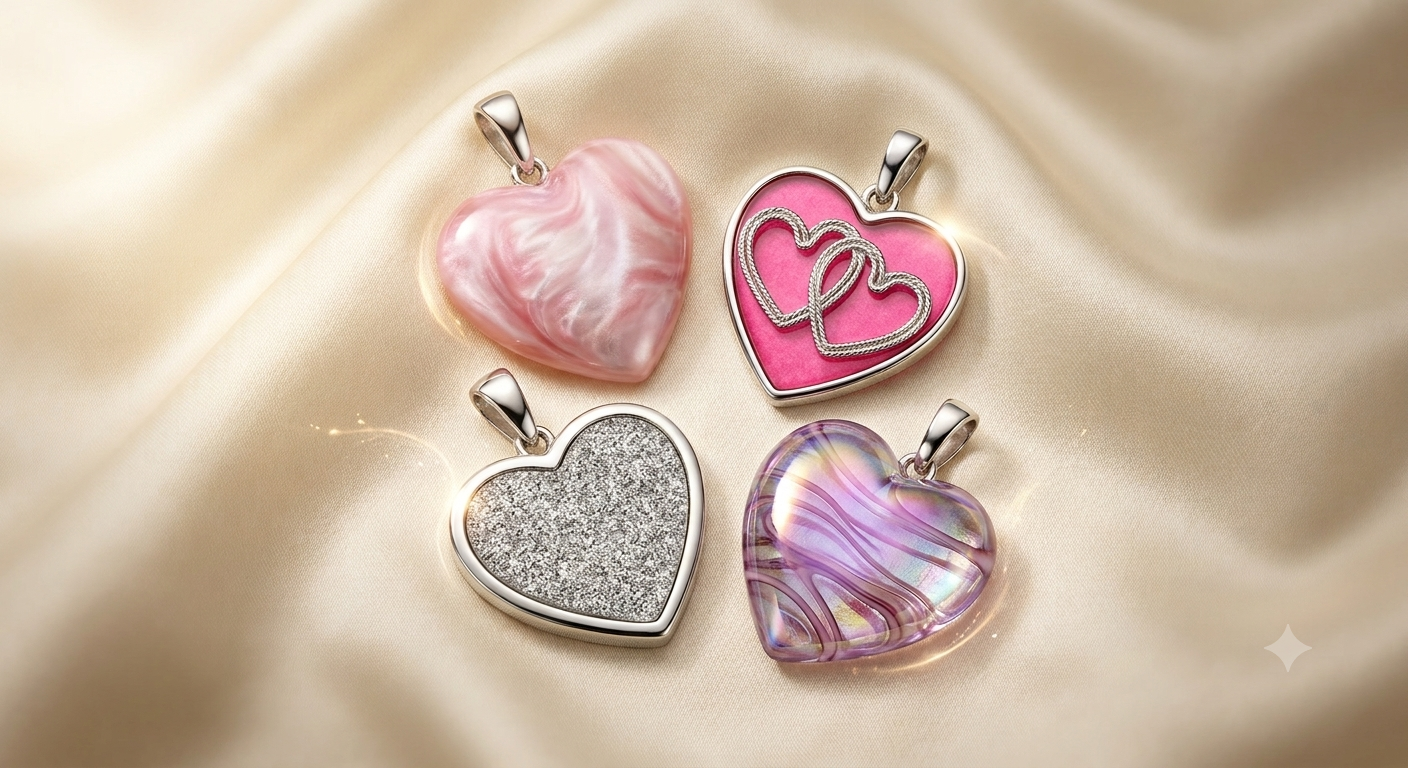 Heart Pendants – Shimmer, Glitter & Swirl