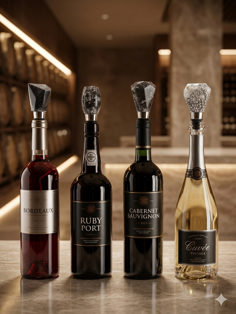 Elegant Wine Stoppers in Silver and Black