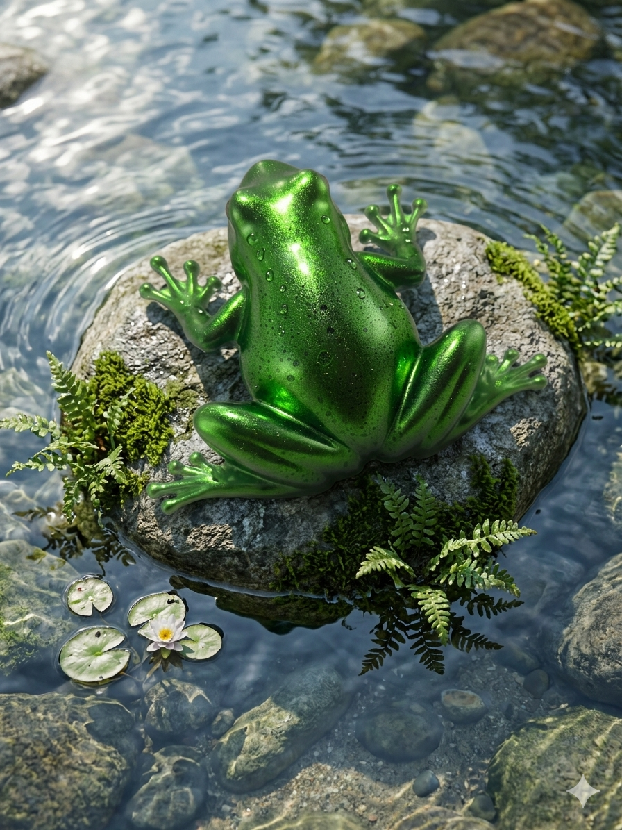 Metallic Green Resin Frog Figurine