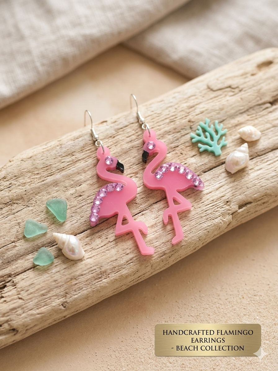 Sparkly Pink Flamingo Earrings