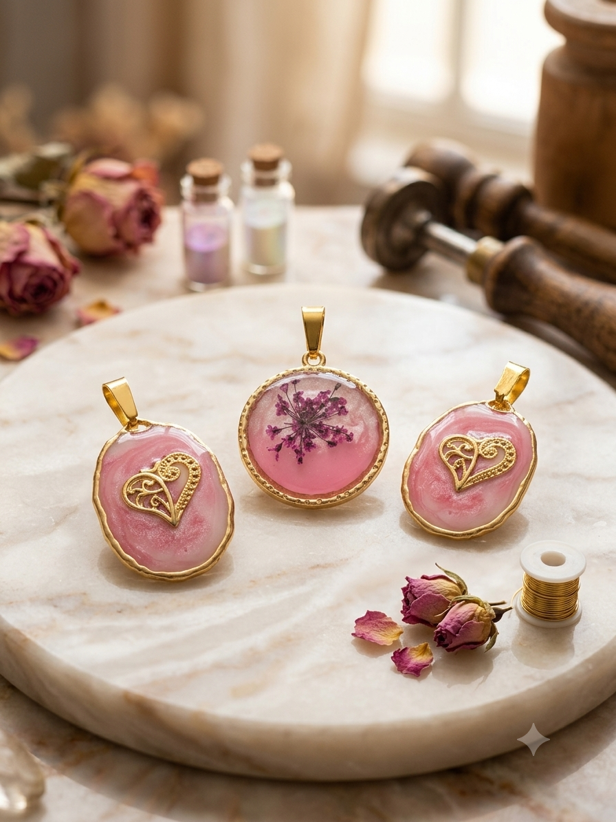 Pink and Gold Pendants