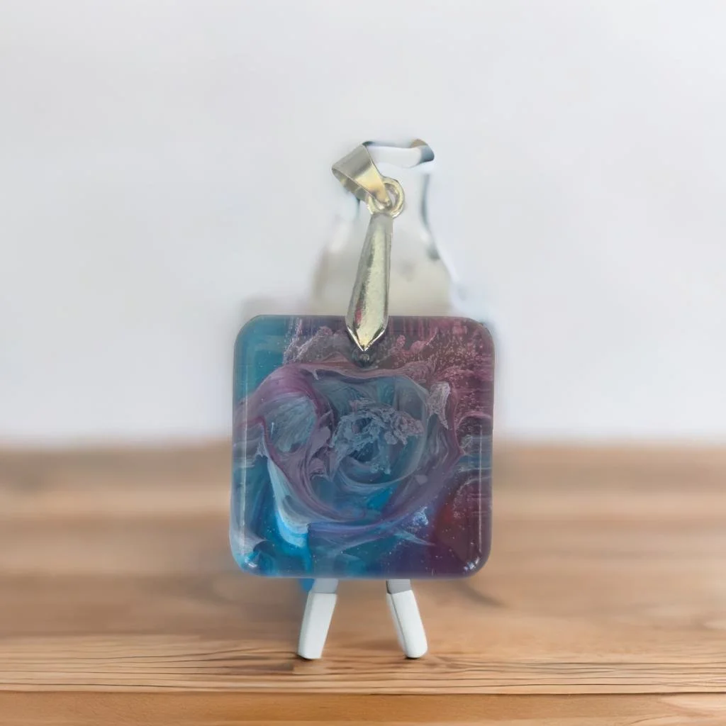 Cosmic Swirl Square Pendant