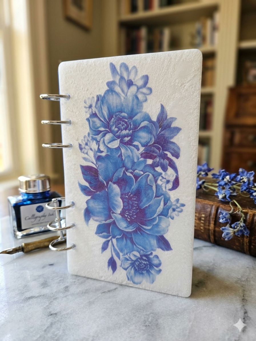 Blue Floral Refillable Notebook/Journal