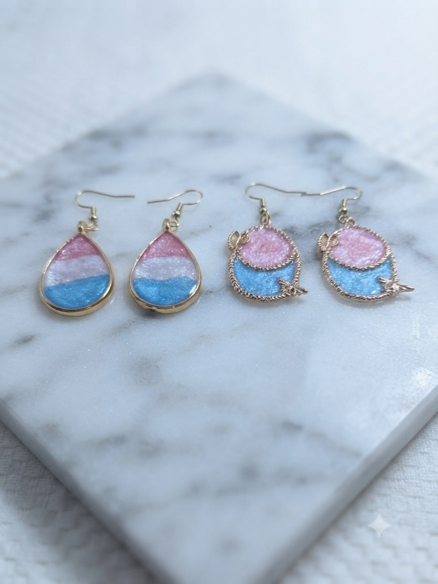 Blue & Pink Shimmer Earrings