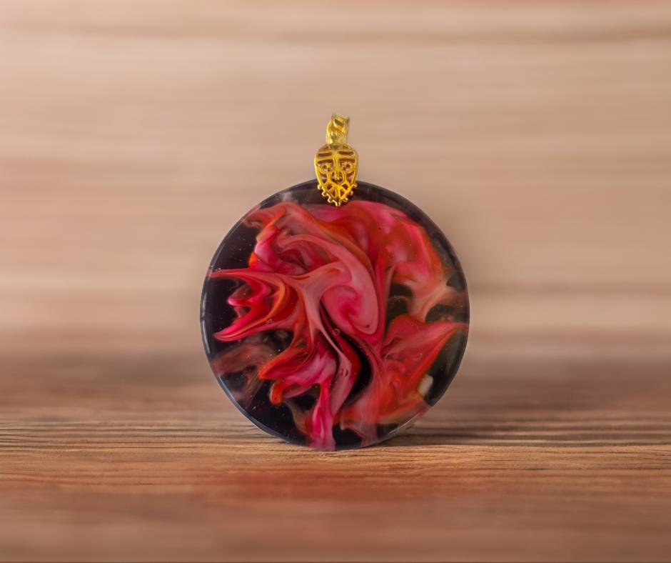 Red, Pink, & Black Swirl Pendant