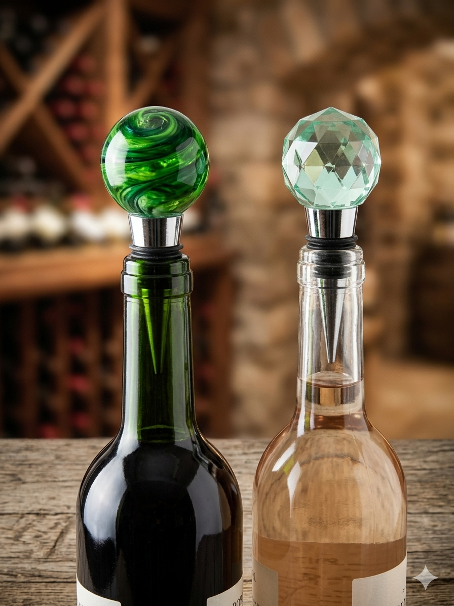 Elegant  Wine Bottle Stoppers in Shades of Green