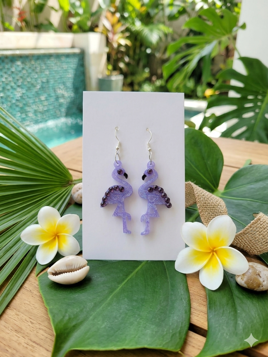 Purple Flamingo  Earrings