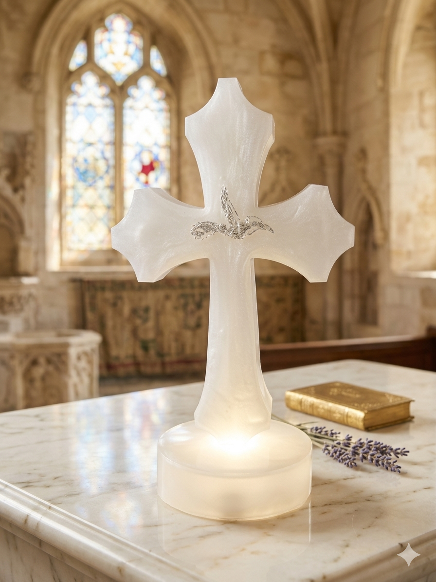 Shimmering Dove  Cross Sculpture