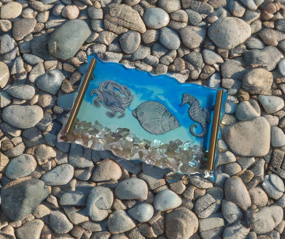 Handcrafted Ocean Wave Resin Tray
