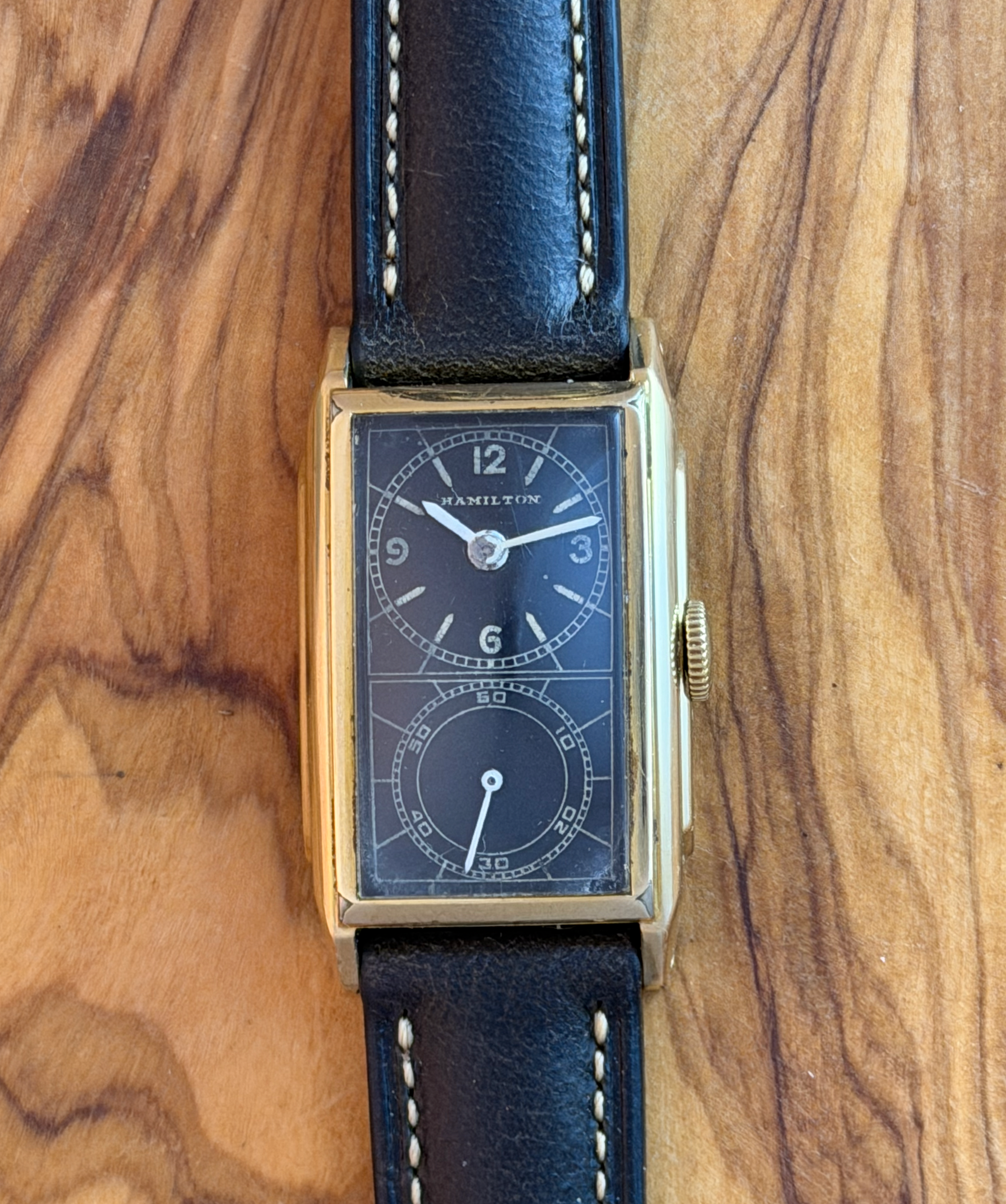 1935-36 Hamilton Seckron Wrist Watch (Doctor's Watch), 14K Gold-filled case, 980A mvmt.