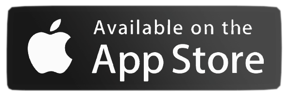 Black badge with white Apple logo and text, stating 'Available on the App Store.'