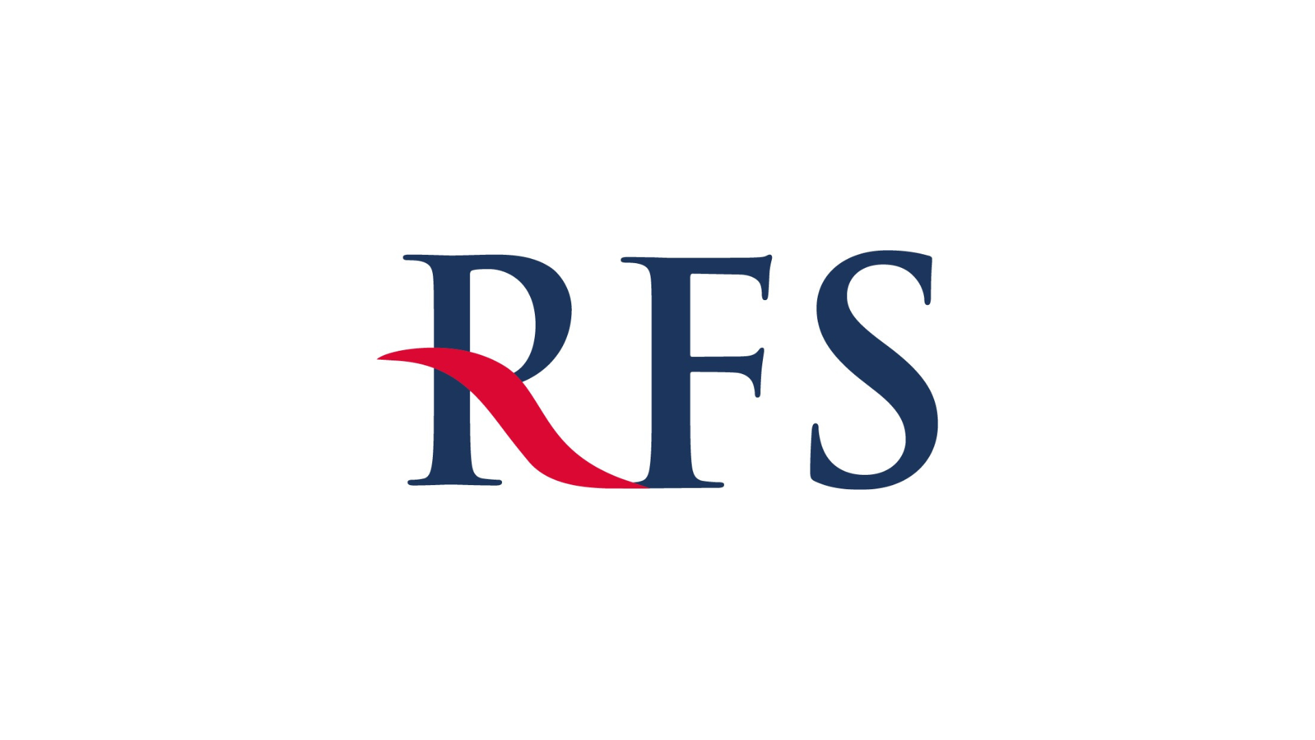 Logo with the letters R, E, and S in navy blue, featuring a red swoosh that curves through the R and E.