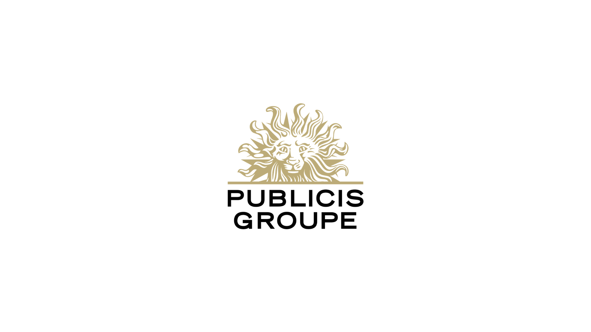 Logo of Publicis Groupe, featuring a stylized golden lion's head with flowing mane, and the words 'Publicis Groupe' in black text below.