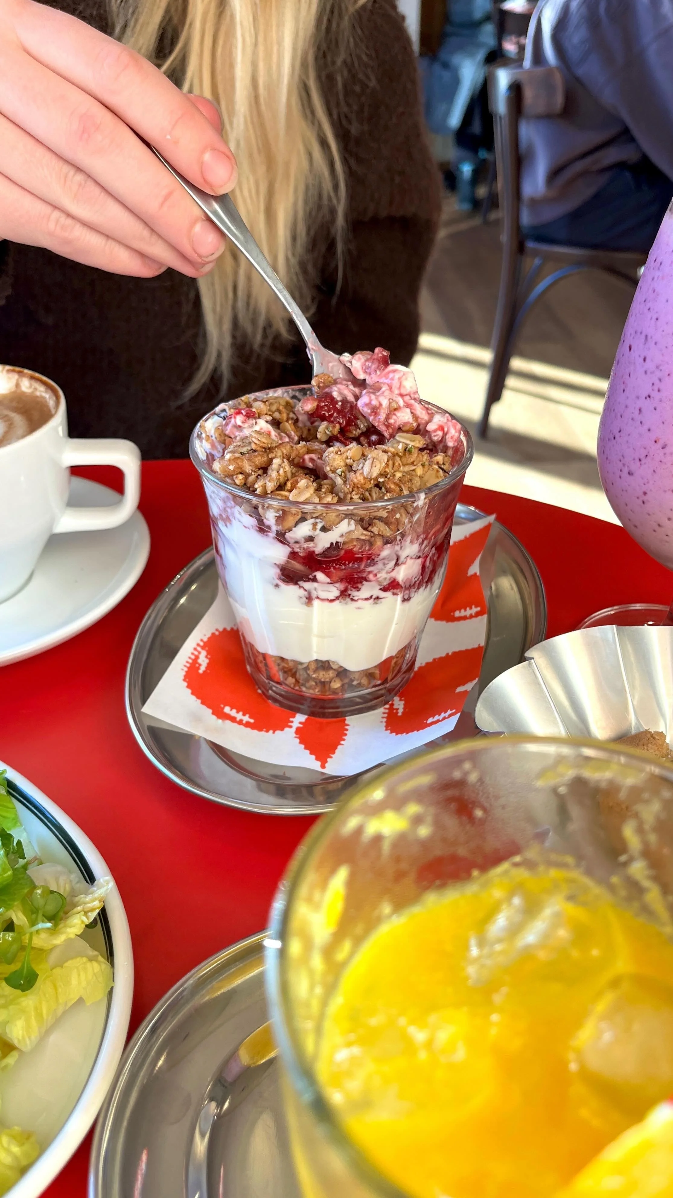 Honeycomb Granola with Doris Plum and Greek Yogurt, 