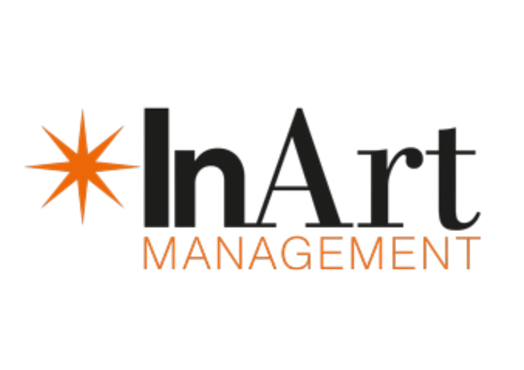 Logo con stella arancione e testo in italiano e inglese per 'in ART Managment'.
