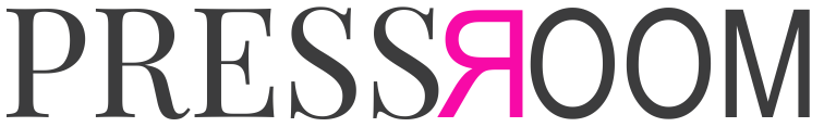 Logo con testo 'PRESS ROOM' con la lettera 'R' evidenziata in rosa.