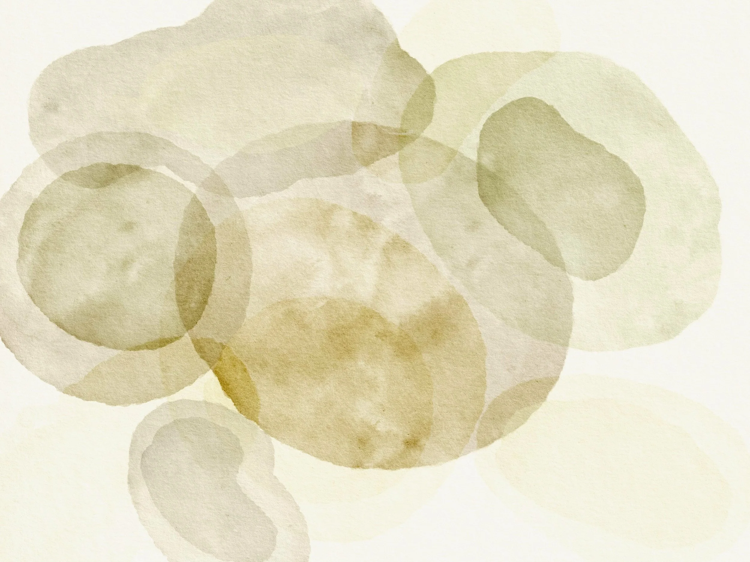 Abstract watercolor with soft overlapping circles in neutral tones.