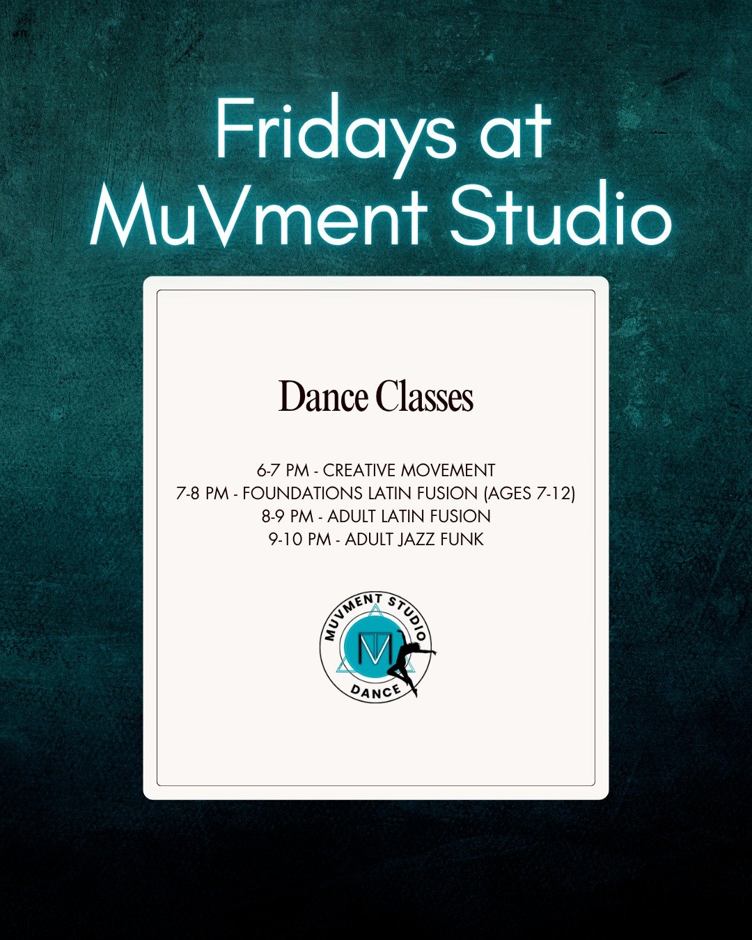 ✨ FRIDAYS AT MuVMENT ✨

Finish the week on the dance floor. 💃🩵

Fridays at MuVment are for shaking off the week, building those skills, and heading into the weekend doing something that makes you feel GOOD.

Whether you&rsquo;re here to train, grow