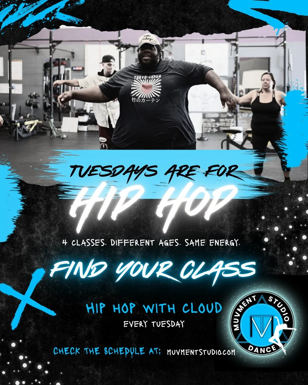 Tuesday nights belong to HIP HOP. 🔥☁️

We&rsquo;ve got 4 different Hip Hop classes with Cloud tonight, with classes broken down by age so dancers can learn, grow, and MOVE alongside their peers. We even have an adult class tonight!

Whether they&rsq
