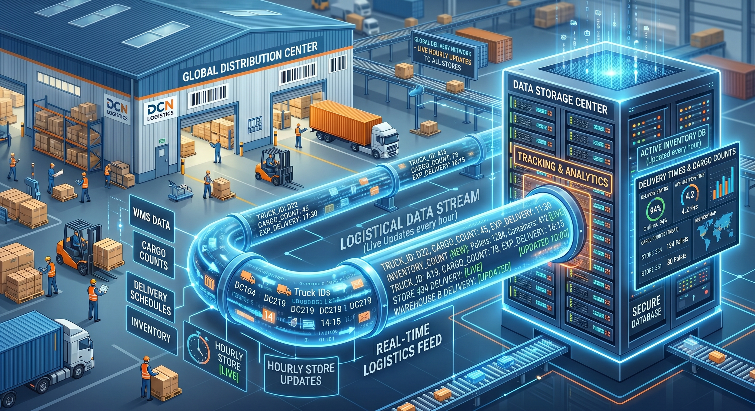 data pipe concept at warehouse.