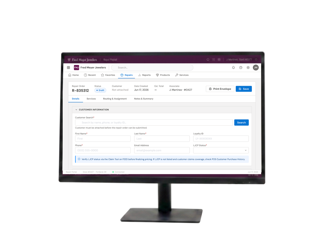 Fred Meyer Jewelers UI Example