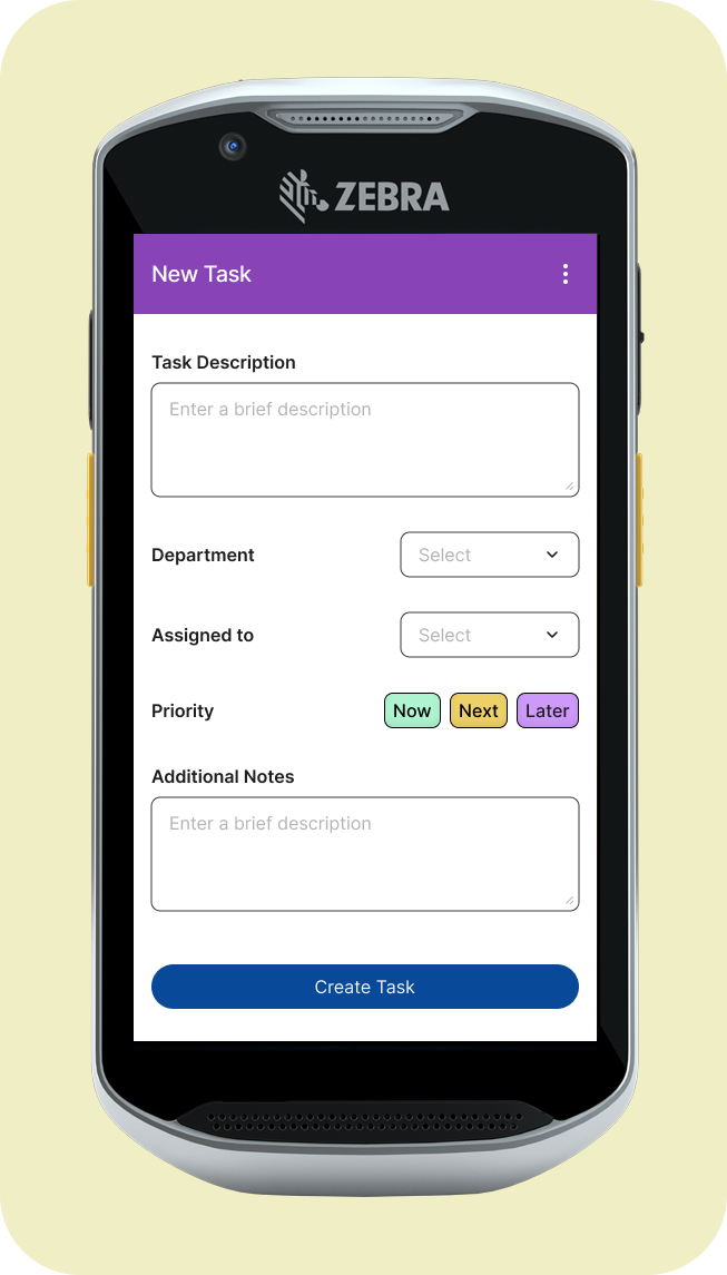 Wireframe on TC52 of New Task Form