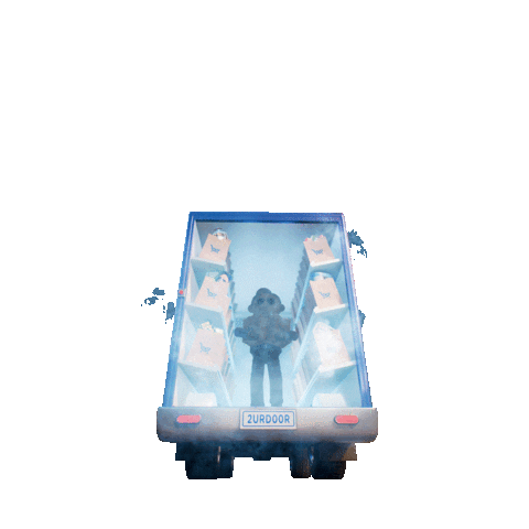 GIF of Kroger employee in cold chain truck delivering groceries.
