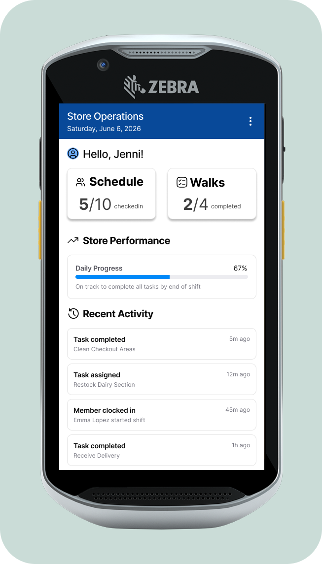 Wireframe on TC52 of Store Operations App Home