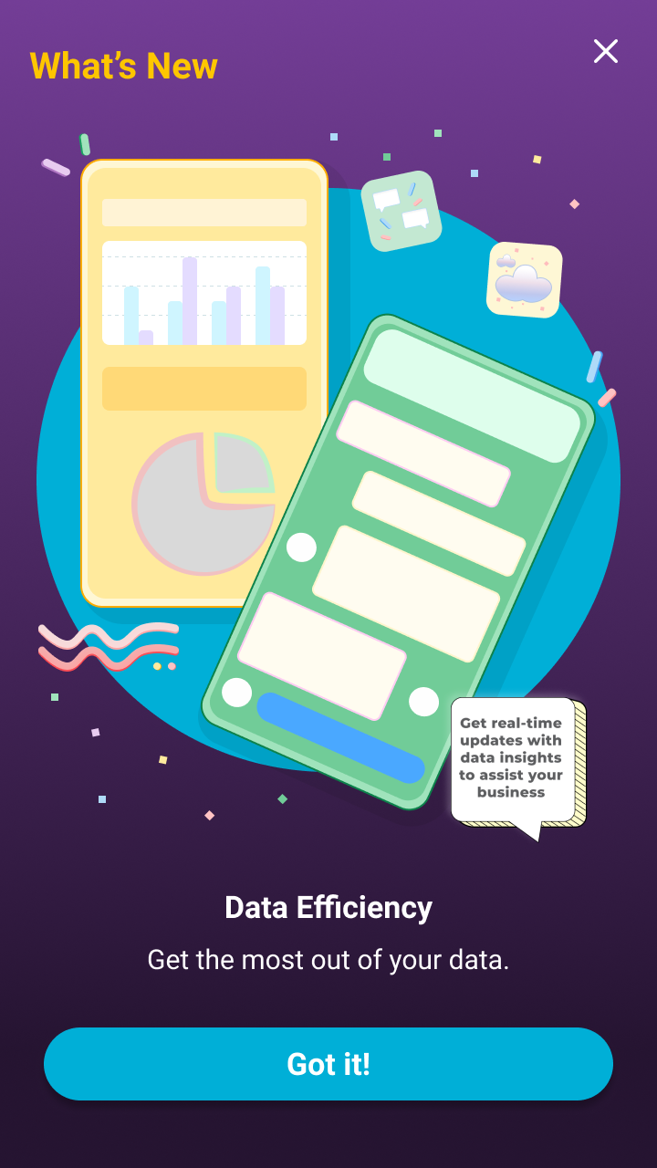My Day app interface onboarding user flow for what's new in the app.