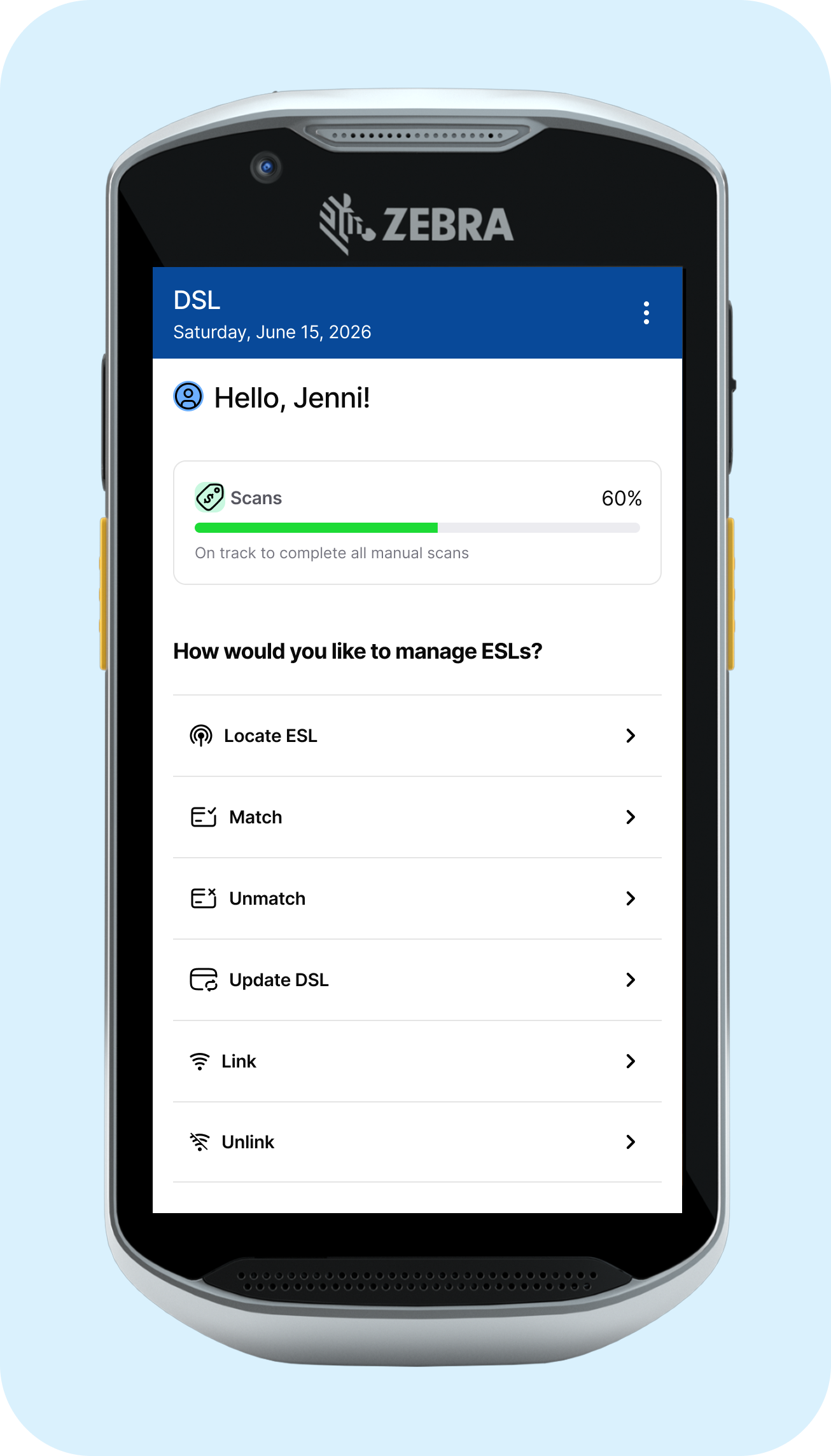 DSL Home Screen menu