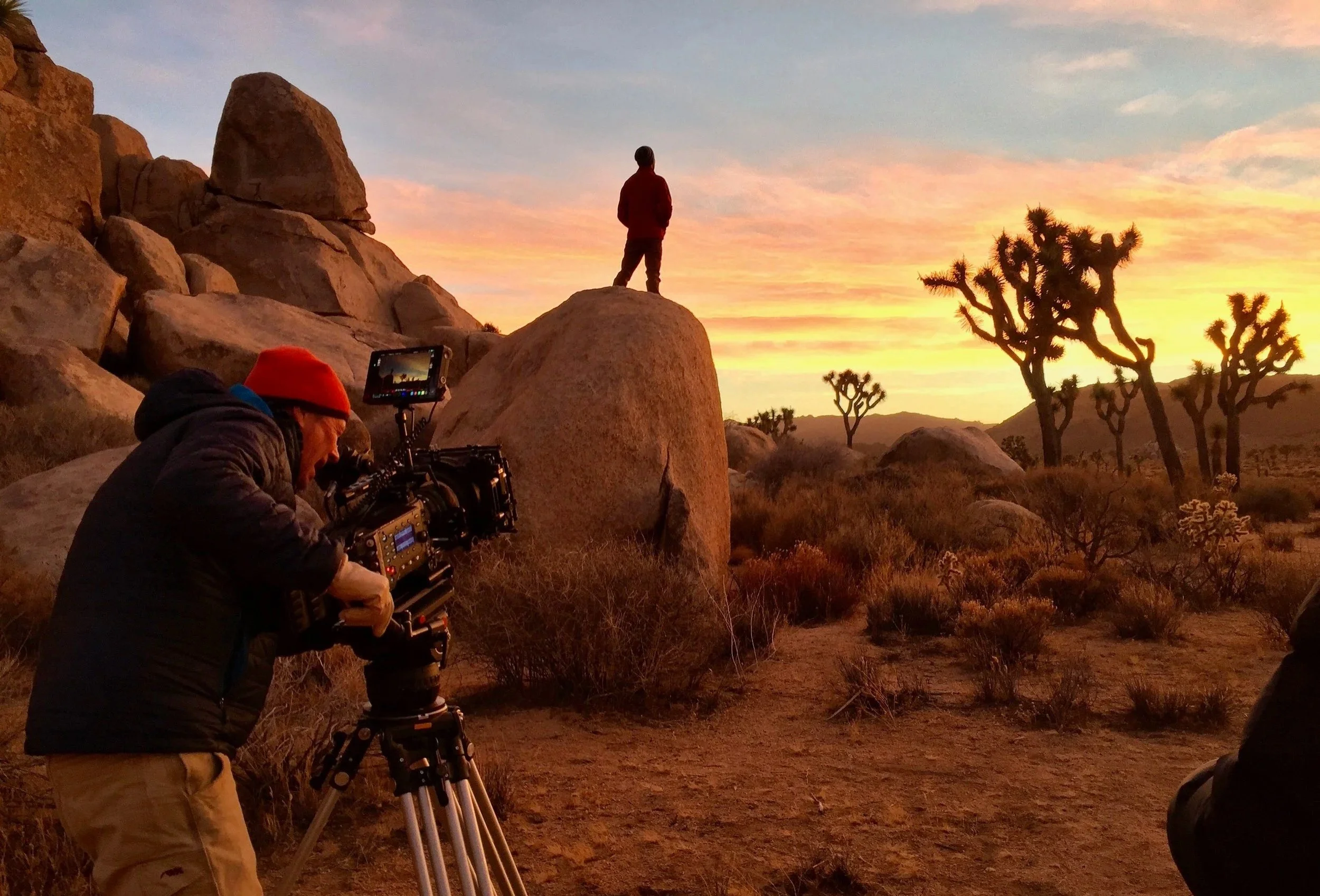 Gary Nolton and crew filming in Joshua Tree for Curiosity TV Network commercial