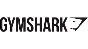 Gymshark logo with bold text and a shark fin icon