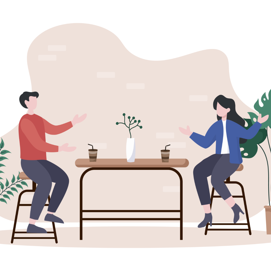 Un grupo de cinco personas en una sala de reuniones, discutiendo y gesticulando, con una laptop en la mesa. La sala tiene paredes de cristal y decoraciones modernas.