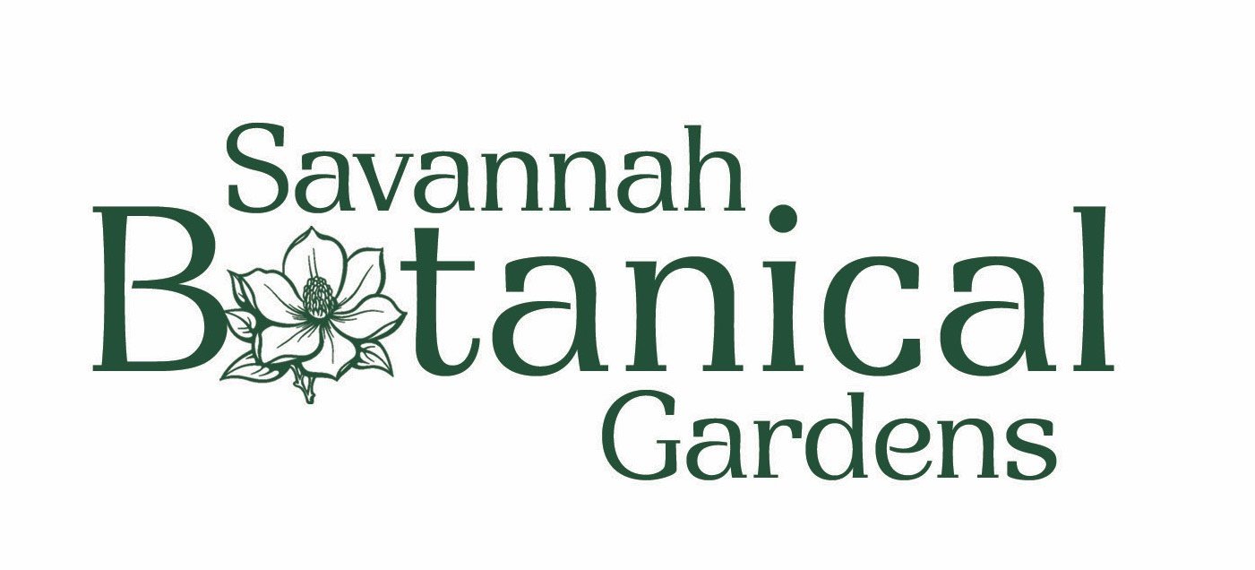 Logo for Savannah Botanical Gardens featuring the text 'Savannah Botanical Gardens' with a botanical illustration of a flower.